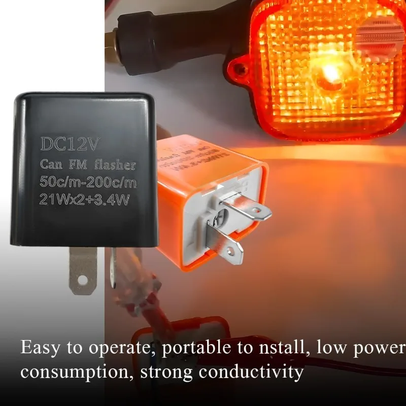 

12V Adjustable Speed LED Electronic Flasher Relay 2 Pin for Motorcycle Turn Signal Direct Replacement Universal1/2Pcs