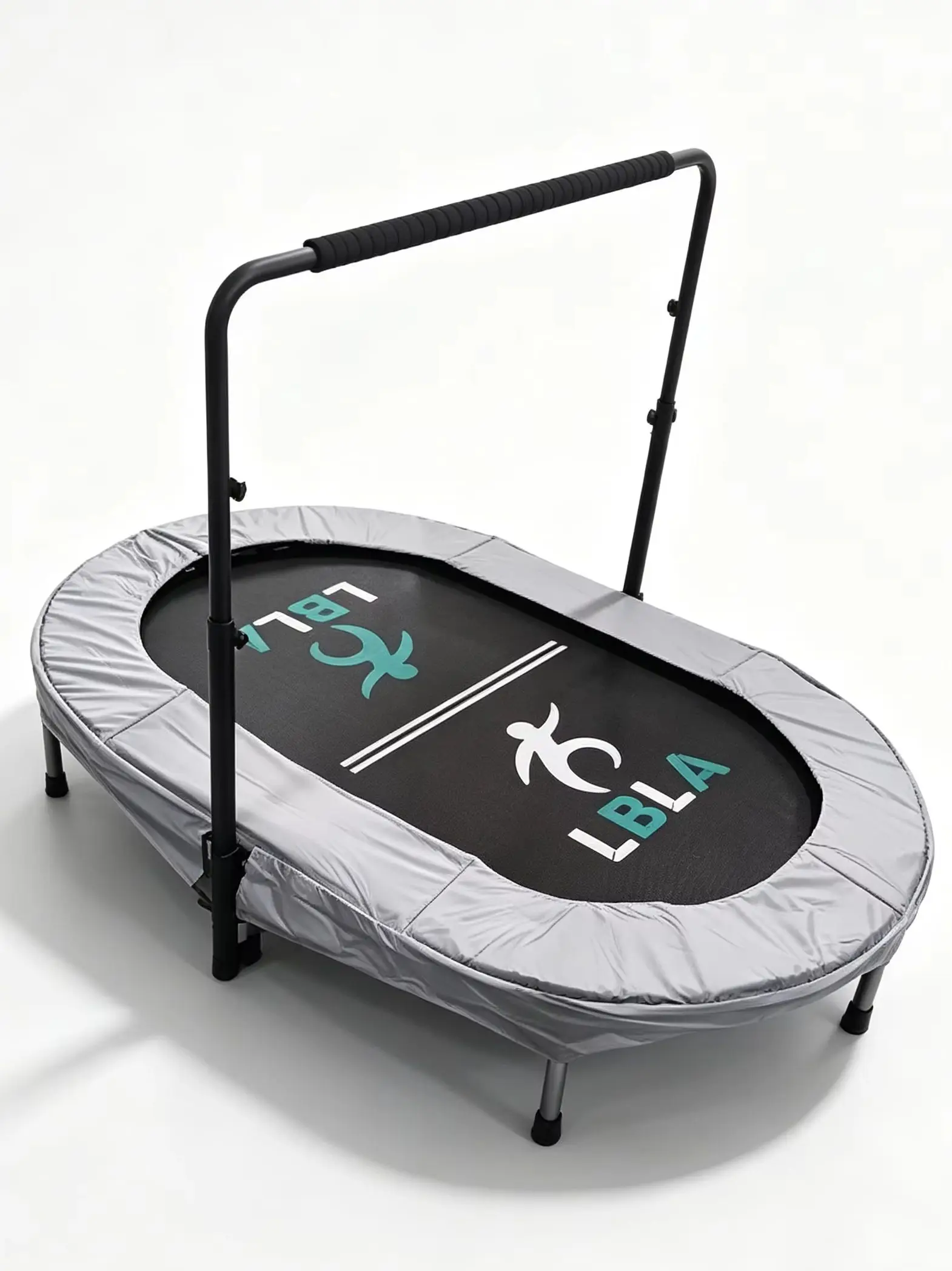 Kids Trampoline with Non‑slip Handrail Gray Safety Pad Indoor Parent‑child Fitness Jumping Equipment