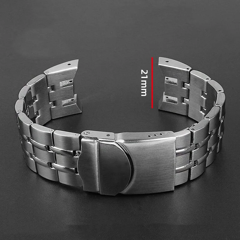 Cinturino in acciaio con bocca convessa concava curva solida da 21 mm adatto per cinturino in acciaio inossidabile da uomo Swatch YRS403 412 402