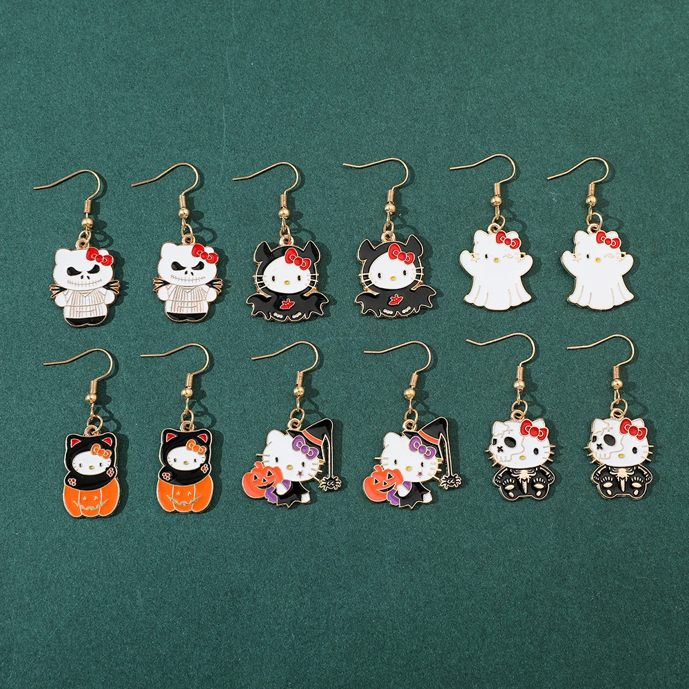 Sanrio Hello Kitty Christmas Earrings Fashion Ghost Hello Kitty Earrings Christmas Girls Jewelry Gift