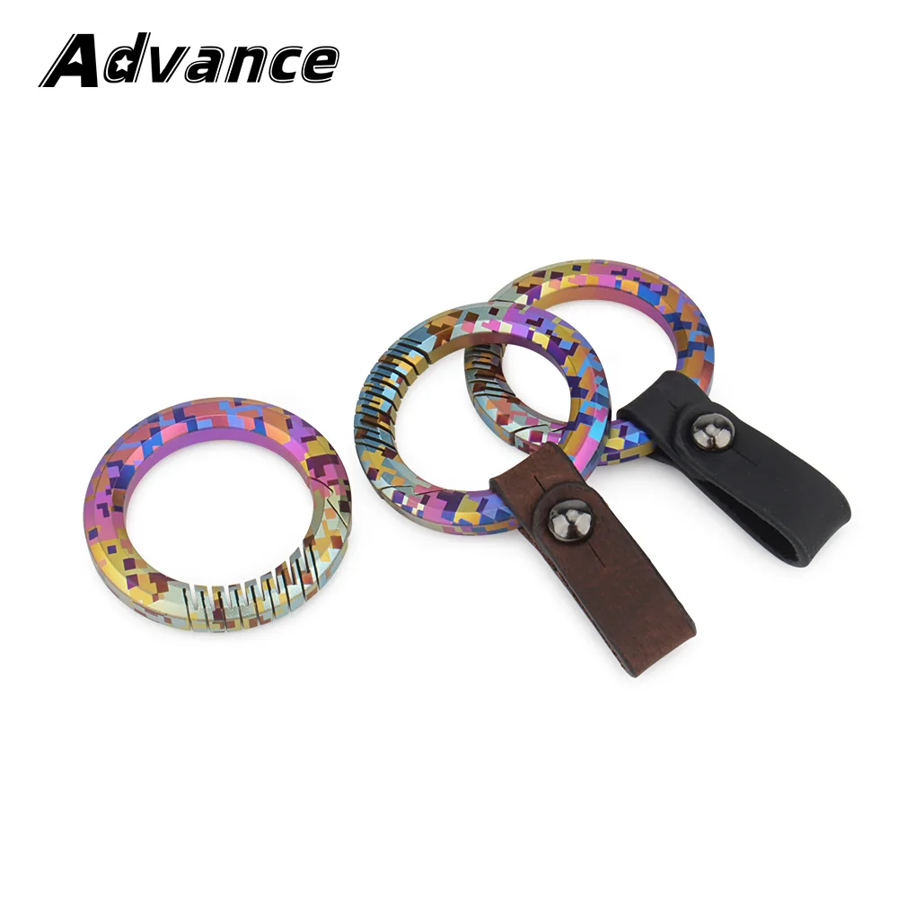 Mosaic Coloured Pattern Titanium Alloy Keyring EDC Outdoor Tool Leather Keychain Buckle