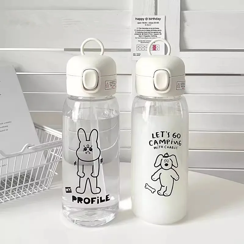 Plastic Water Bottles Water Cup With Straw Simple Large Capacity Portable Drop Resistant And Portable Cup