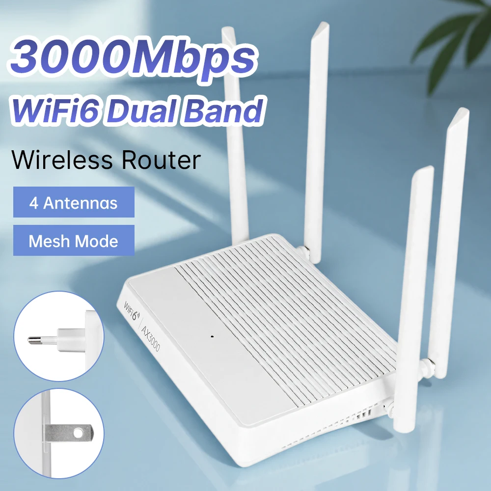 

Fenvi WIFI 6 AX3000 MESH Support Dual-Band Wireless Router High-Speed 4 Gigabit Ports 5G WiFi Strong Wall Penetration EU/US Plug