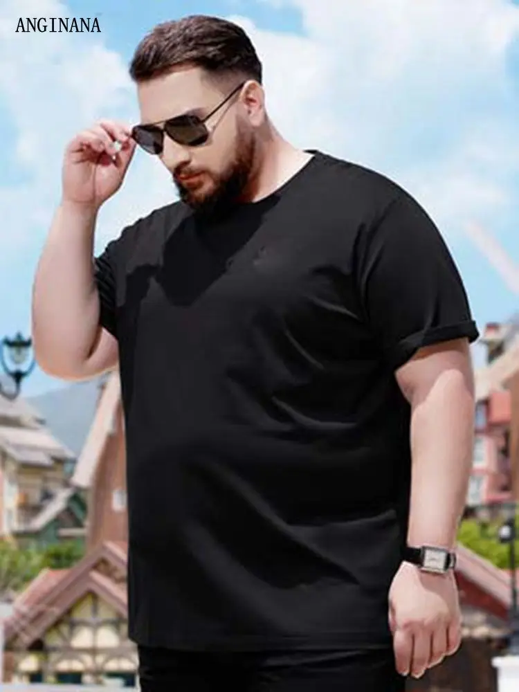 Large Size 15XL 210KG Men\'s T-Shirt  big size 14XL  8XL  10XL  12XL summer Short Sleeve Round Neck Loose Casual Black Gray White