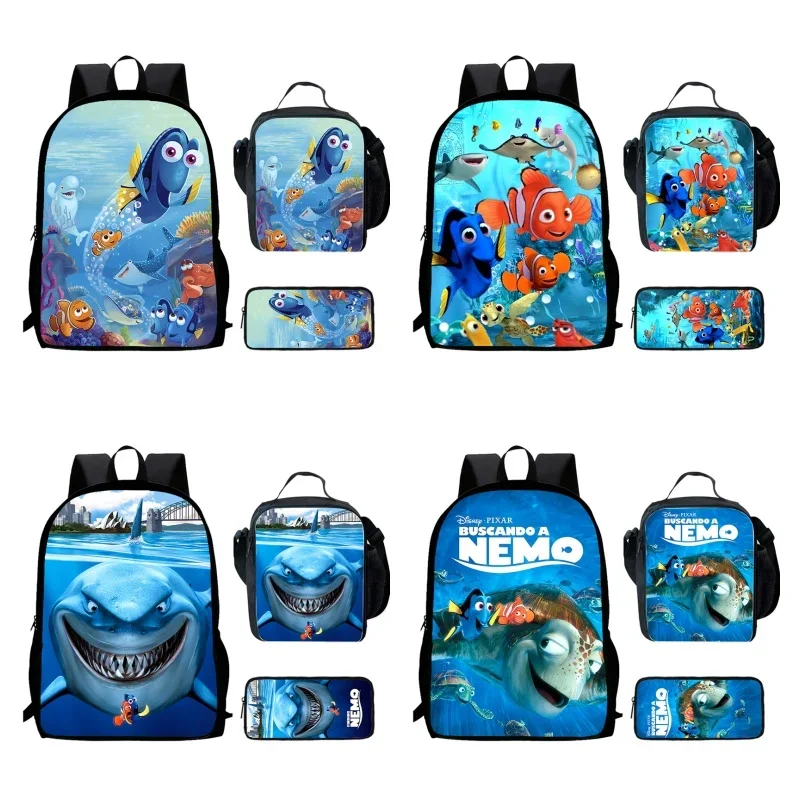 

Cartoon Finding Nemo Child School Backpack With Lunch Bags Pencil Bags For Age 4-9,Light Weight Child School Bags For Boys Girl