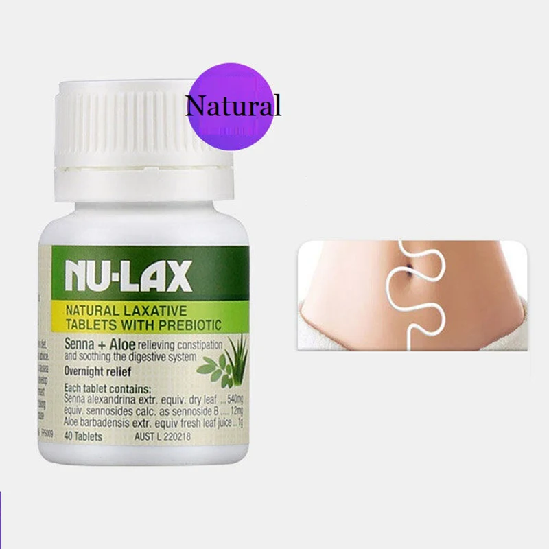 NuLax Overnight Relief Constipation Laxative 40Tablets Natural Aloe Prebiotic Senna Cathartic Protect Stomach Digestive System