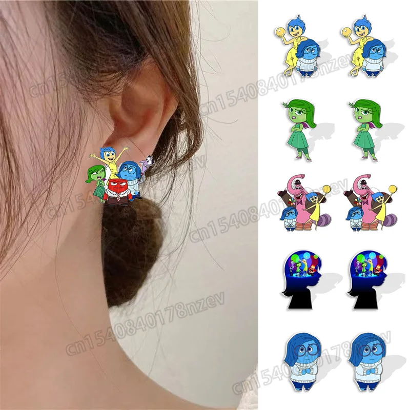 Cartoon Inside Out 2 Stud Earring Joy Sadness Epoxy Jewelry Resin Acrylic Earrings Handmade Gifts for Girls