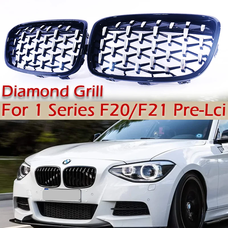 

Front Bumper Star Grille Chrome Black Diamond Grill For BMW 1 Series F20 F21 Pre-Facelift 2011-2014 116i 118i 120i Accessories