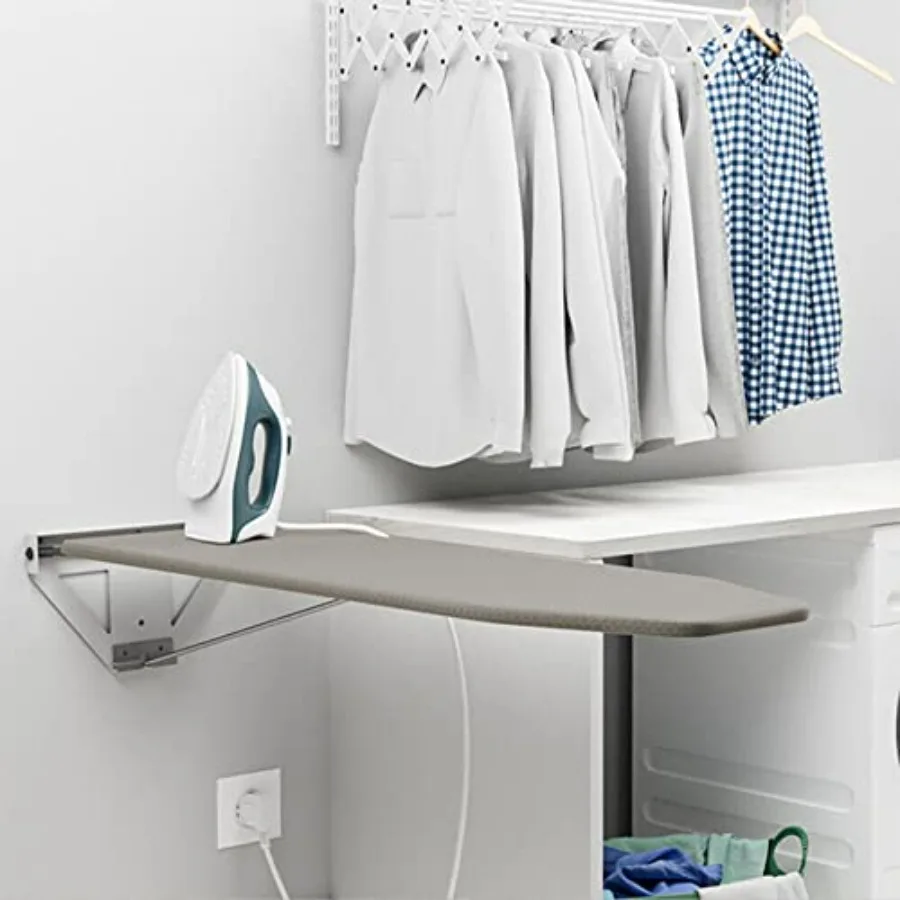 

Wall-Mounted Ironing Board 160 Swivel Space Saving 39.3 x 12 Laundry Ironing Board with Wire Holder in Black for Home Laundry R