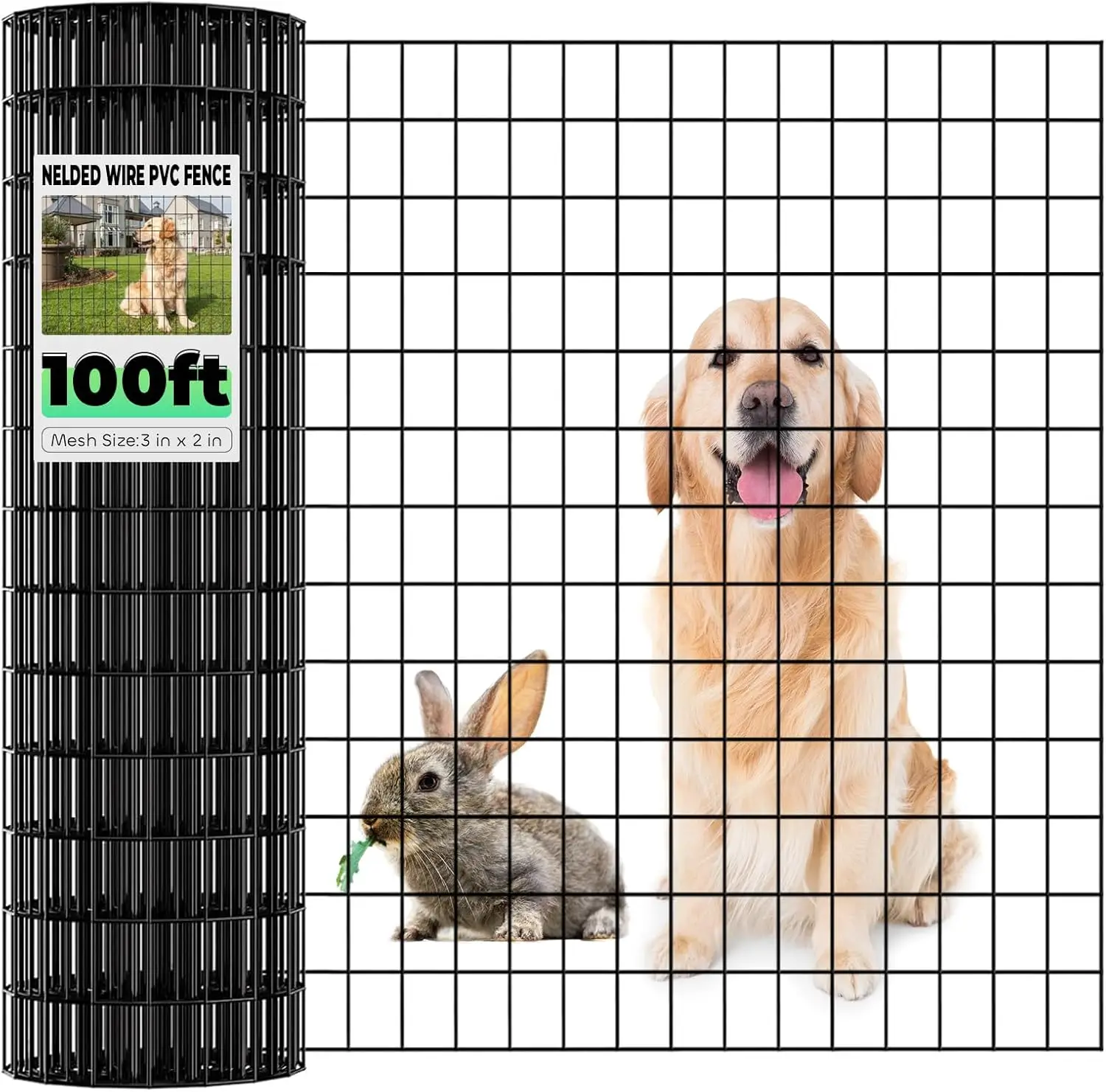 

36"x100' PVC Coated Welded Wire Fencing, 2"x3" Mesh for Garden Yard Goat Poultry Protection