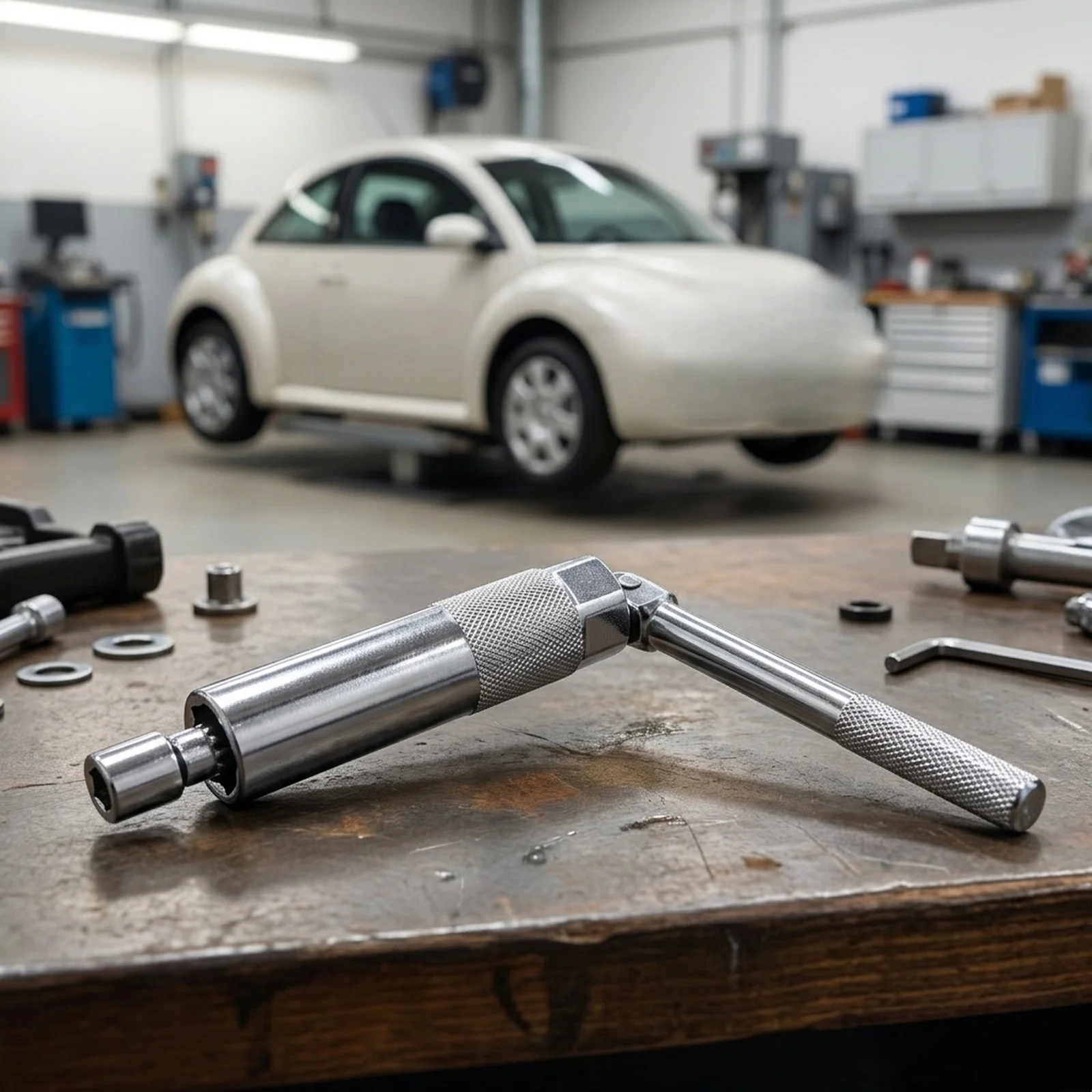 17mm Shock Absorber Socket Tool with 6mm x 8mm Internal Slot and 342mm Overall Length for Automotive Technicians