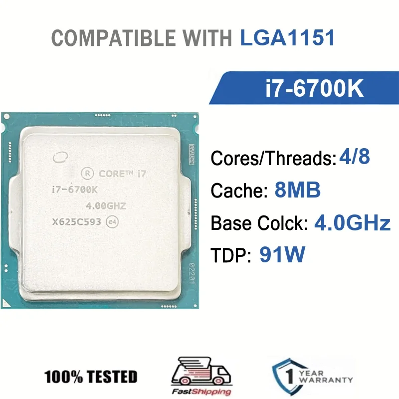 Intel Core i7-6700K 4 Núcleos 8 Subprocesos 4.0GHz 91W 8MB Caché 14nm LGA1151 SR2BR DDR4 2133 DDR3L 1600 MHz Skylake HD Graphics 530
