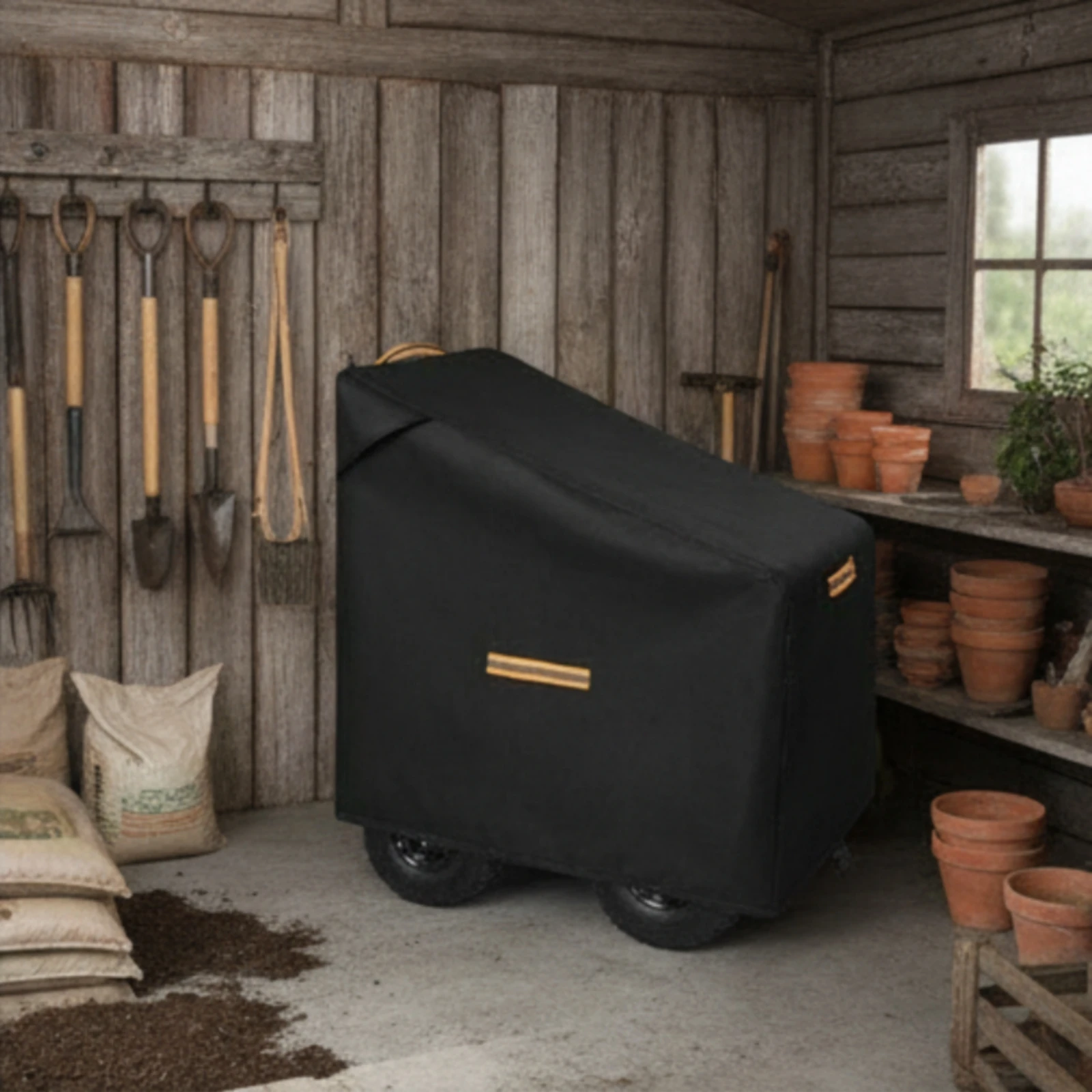 Garden Hose Reel Cart Cover Waterproof Hose Reel Cart Cover Tear-Resistant Windproof for Gardeners, Patio, Backyard