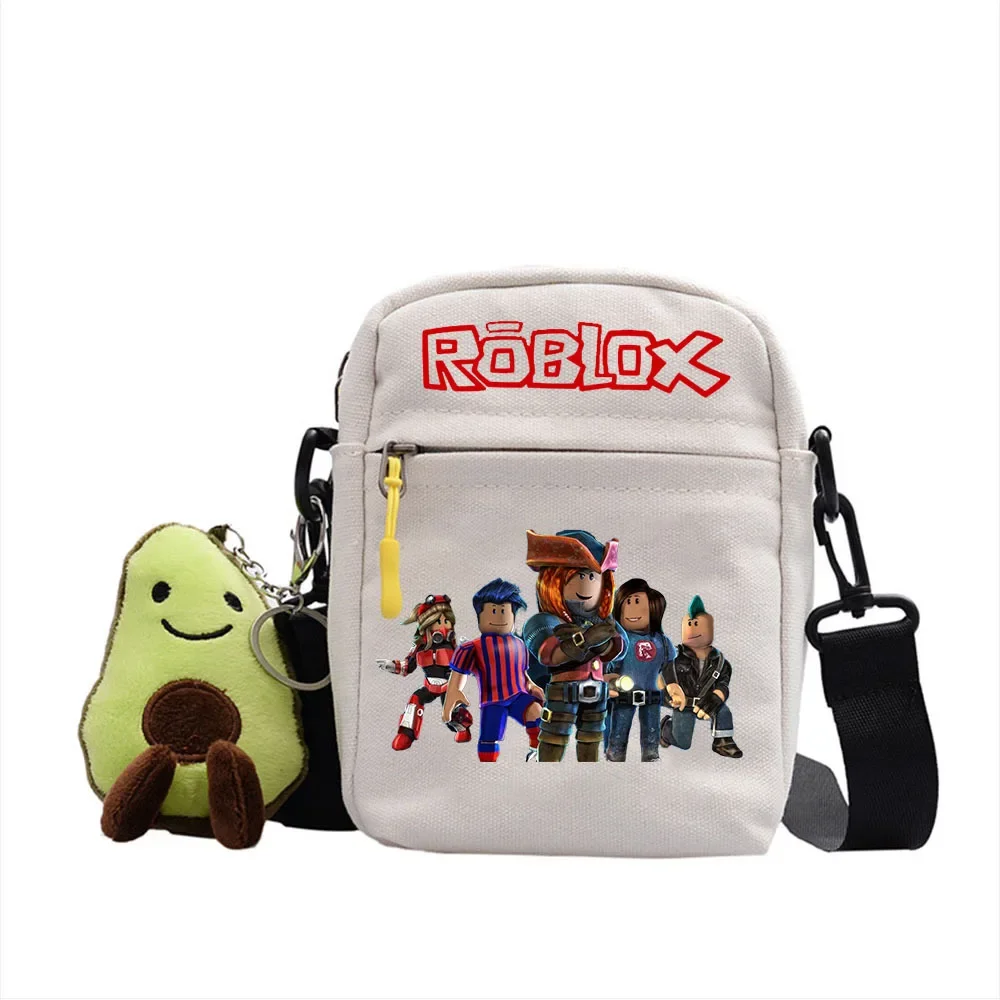 Roblox bolso de hombro periférico de juego, bolsa de lona oblicua de dibujos animados, bolsa cuadrada pequeña para estudiantes, regalo de cumpleaños