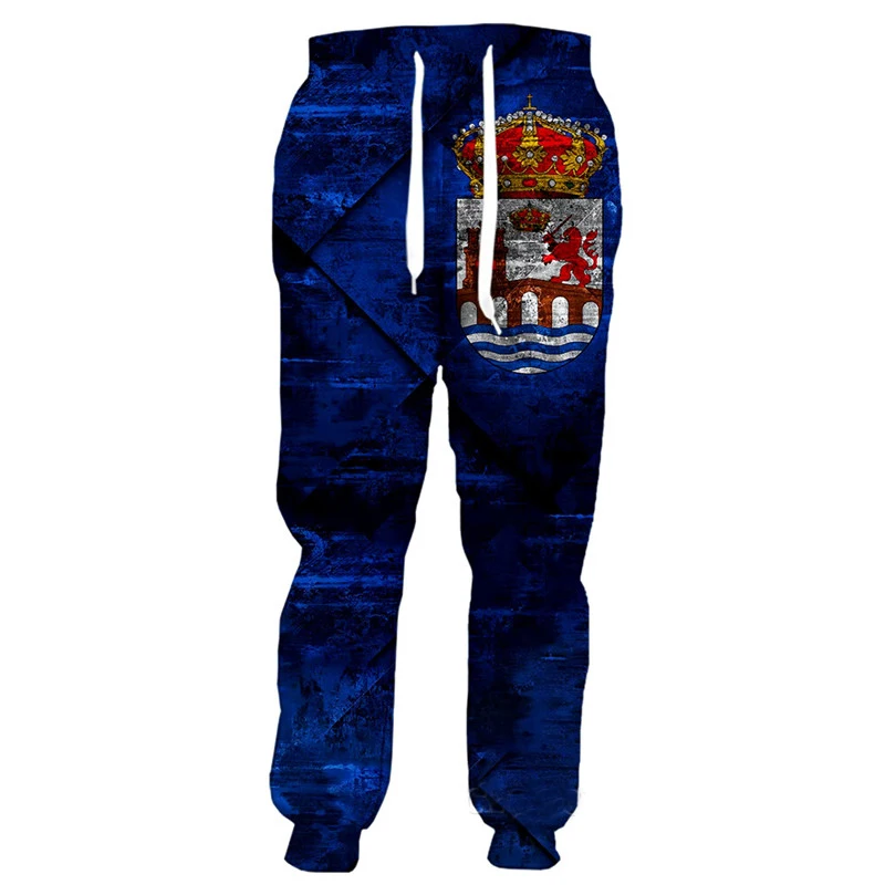 Men's autumn fashion jogging pants with national emblem and flag pattern 3D print pants neutral street casual sports pants K0156