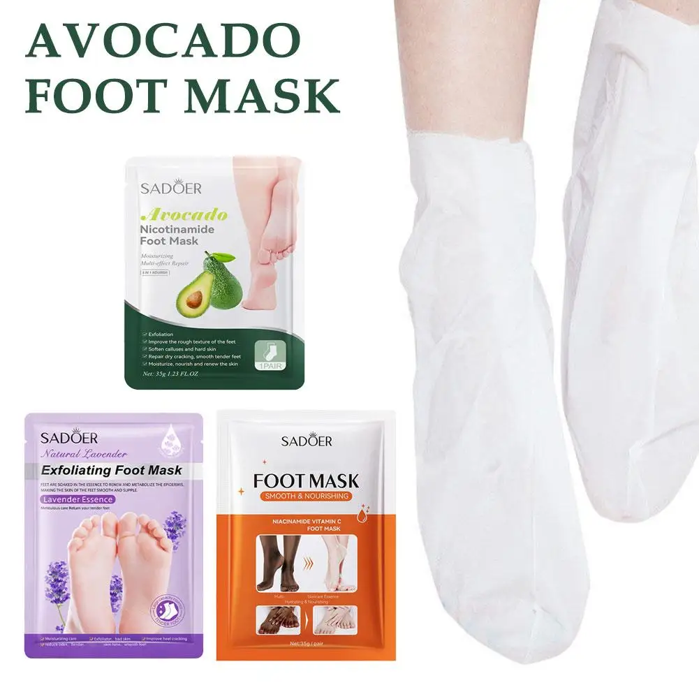 Avocado Niacinamide Foot Mask Exfoliating Peeling Dead Skin Smooth Nourishing Repair Dry Cracking Foot Care Sheet