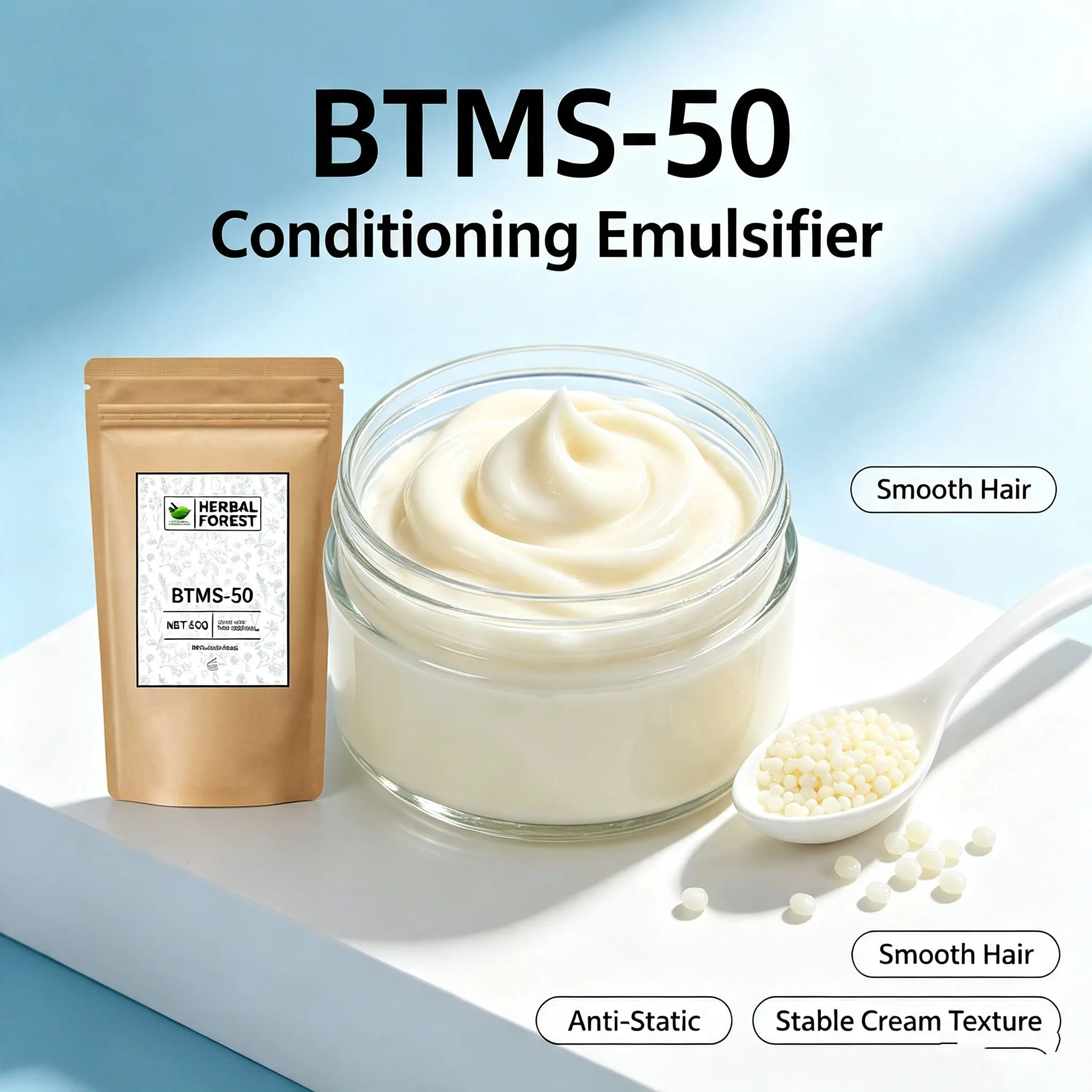 Korean BTMS-50 Moisturizing Emulsifier Improves Damaged Hair and Makes Hair Soft  Shampoo Conditioner Additive