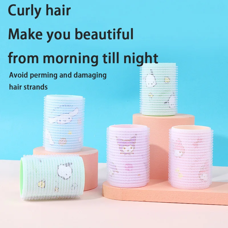 Offizielles Pompompurin Lockenwickler-Set mit Kuromi-Design, einfach zu verwendende, hitzefreie Lockenstäbe für Frauen und Mädchen, Styling-Werkzeuge