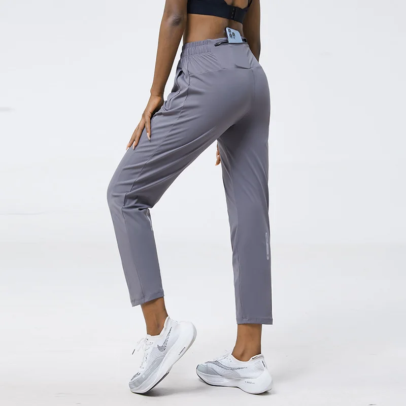 Women Loose Sports Pants Quick Dry Running Jogging Trousers Side Pocket Hidden Drawstring Elastic Waist Yoga Gym Sweatpants