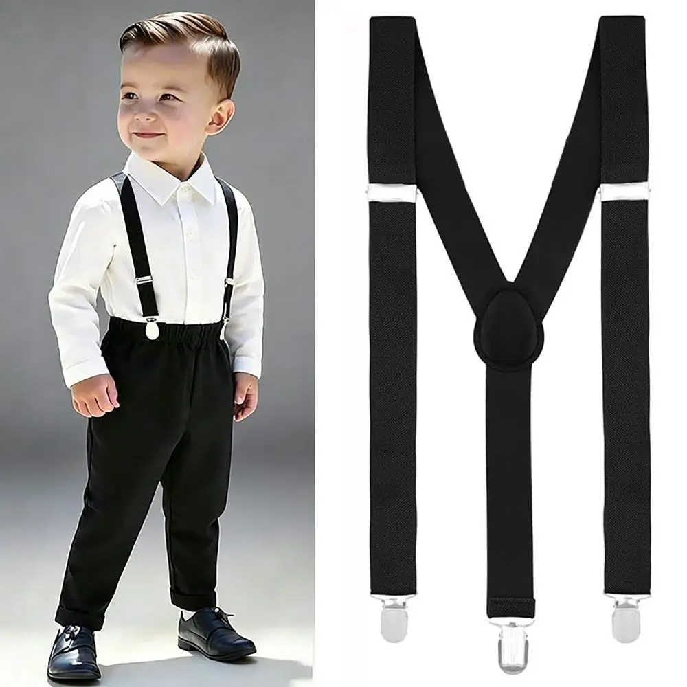 Classic Accessory Adjustable Suspenders Elastic Solid Color Children Belt Clip-on Suspenders