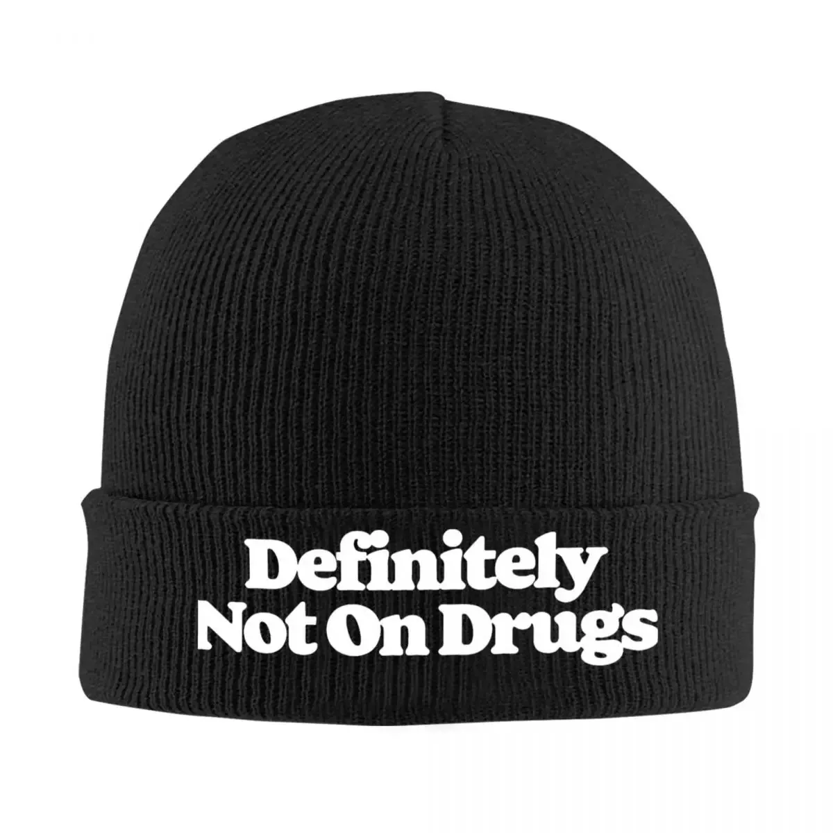 Definitely Not On Drugs Beanie Hats Funny Sarcastic Skullies Beanies Warm Men Women Unisex Caps Winter Funny Bonnet Hats Gift