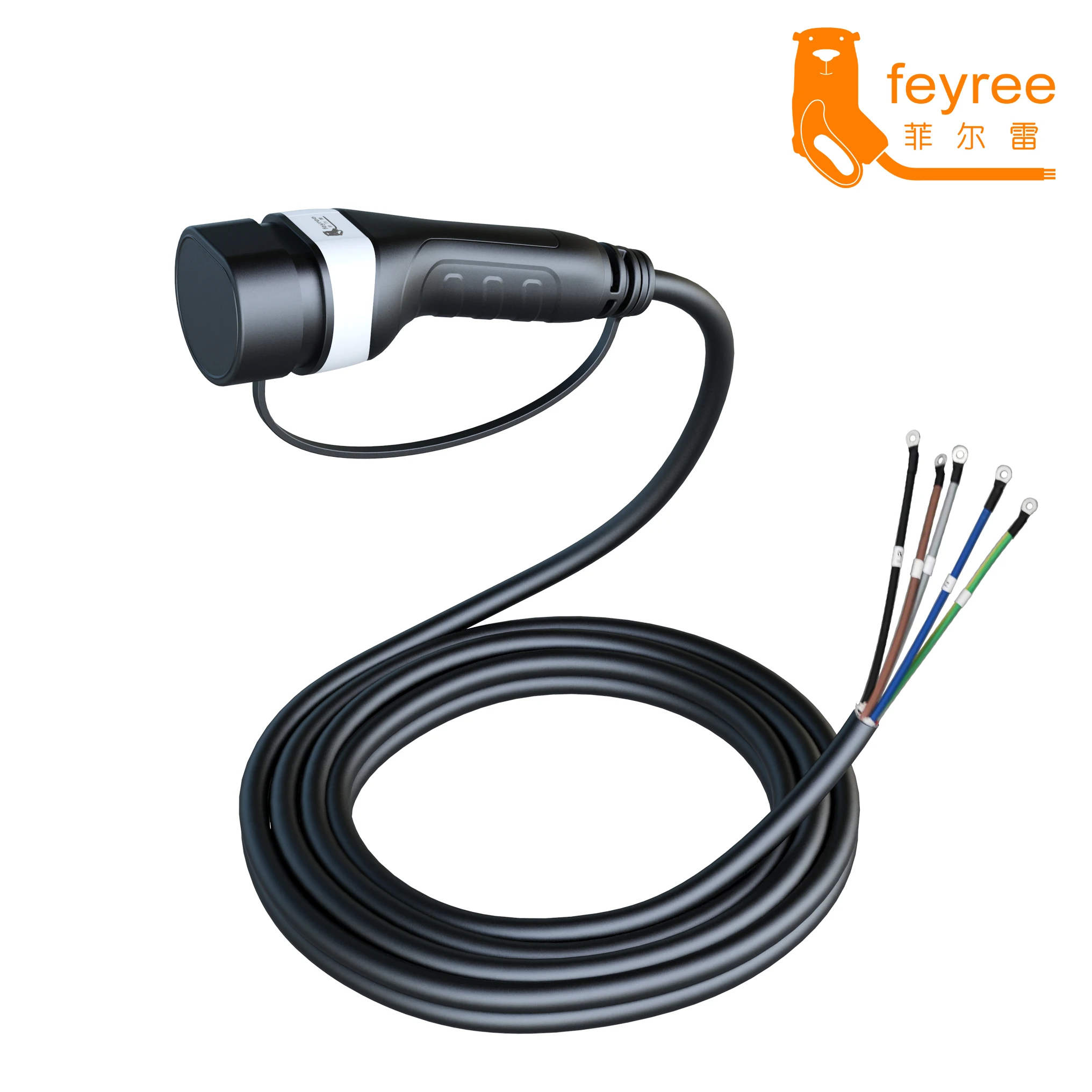 Feyree EV-Ladestecker Typ 2 Steckdose 5m Kabel 16A 3,5kW 32A 7kW 1-Phasig für Fahrzeugseite 16A 11kW 32A 22kW 3-Phasig für Elektrofahrzeuge – Detail 2