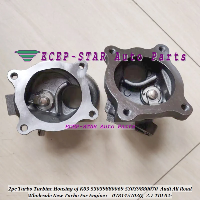 Carcaça de turbina turbo de 2 peças de K03 53039880069 53039880070 53039700069 53039700070 078145703Q 078145704T para Audi All Road 2.7L V6