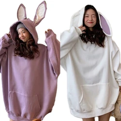 Women Cute Bunny Ear Long Sleeve Lovely Rabbit Tops Sweatshirt Hoodie for JACKET Coats Oversized Sweatshirt Dropshipping