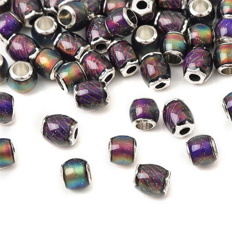 1pc 8x7mm Resin Temperature Sensing Discoloration Beads Copper Loose Spacer Beads for Jewelry Making DIY Bracelet Necklace