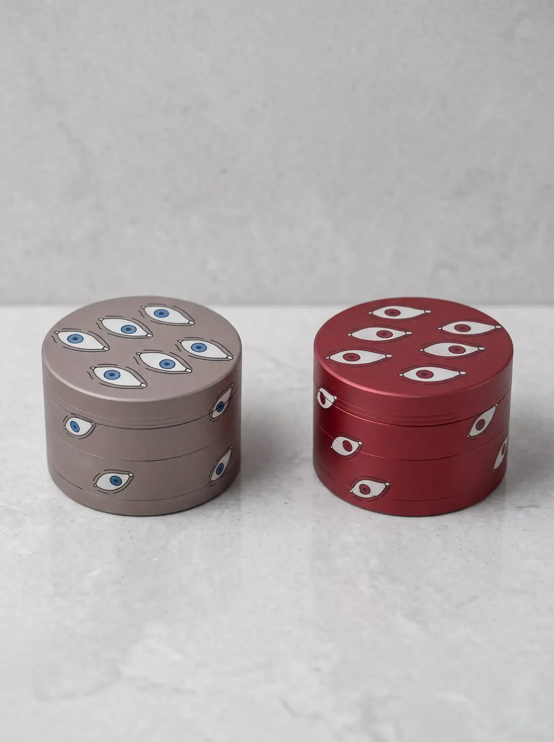 50mm Eye Graphic Grinder Metal 4-Layer Spice Grinder Manual Mill Mesh Screen Magnetic Lid Portable Desktop Kitchen Accessory