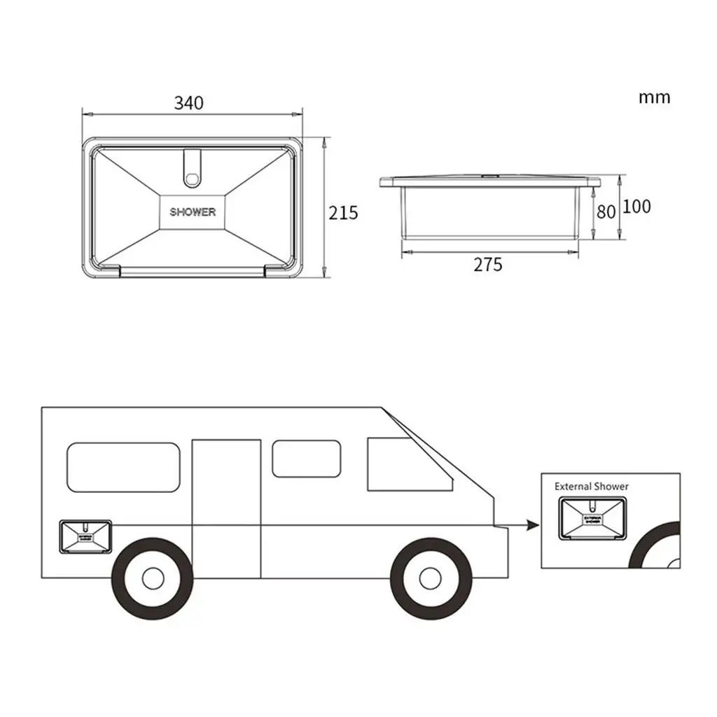 

RV Outdoor Shower Box with Hand Spray Shower Head for Motorhomes