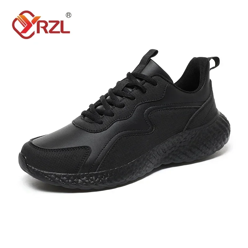 YRZL Black Running Shoes Men Waterproof Athletic Sneakers Men Wear-resistant Non Slip Walking Sport Shoes Comfortable Men Shoes