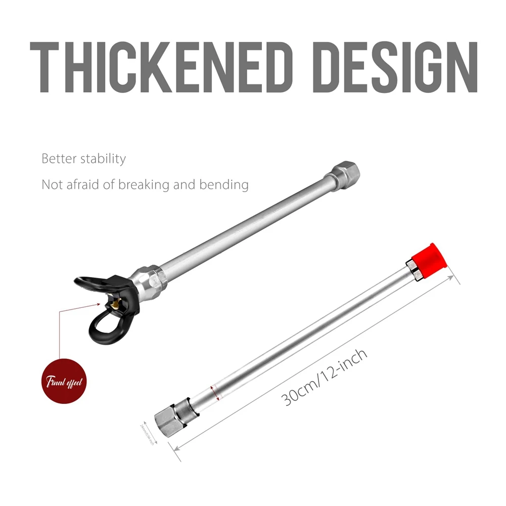 B84B-2PCS 12 بوصة دهان مضغوط رذاذ تمديد القطب قضيب و 1 قطعة فوهة تلميح الحرس و 3 قطعة ختم تلميح جوانات العالمي