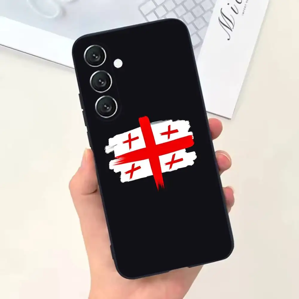 جورجيا العلم حالة الهاتف لسامسونج غالاكسي A73,31,32,72,41,53,52,71,22,5G,Note,J7,8,9 غطاء أسود ناعم