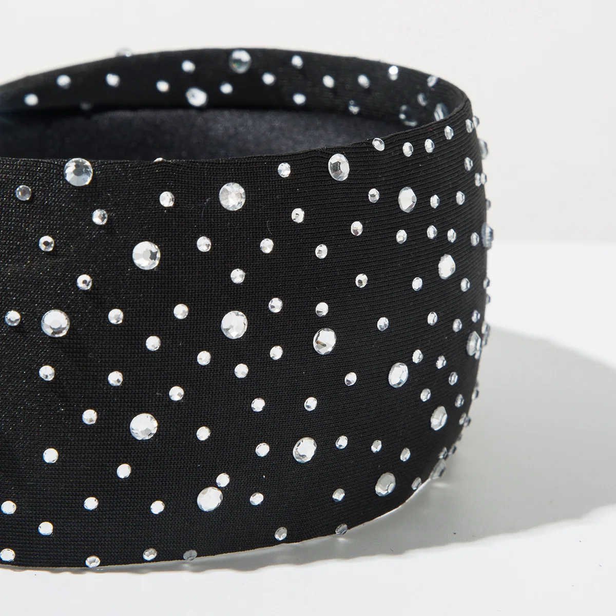Starry Sky Raindrops Black Cloth Widen Hair Band Multi Shine Crystal Dot Dating Hair Accessories Polka Dots Zircon Hair Hoops view 4