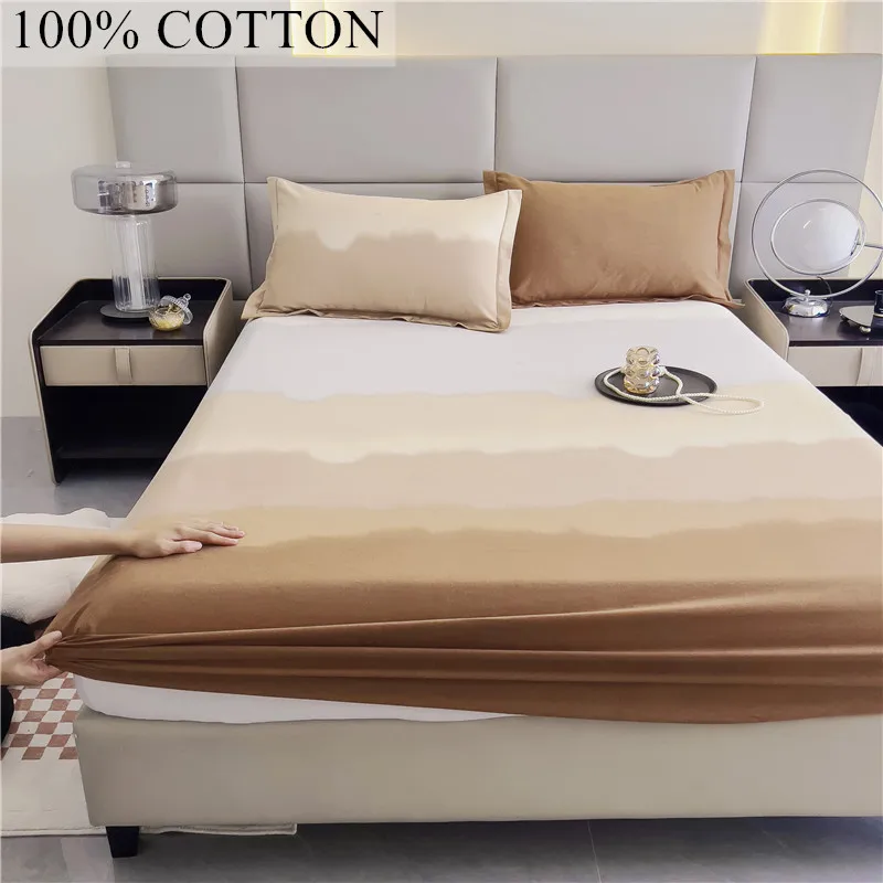 Simple Style Fitted Sheet Pure Cotton Bedsheet Home Bed Linen lencol cama casal Elastic Mattress Cover(Pillowcase Need Order)