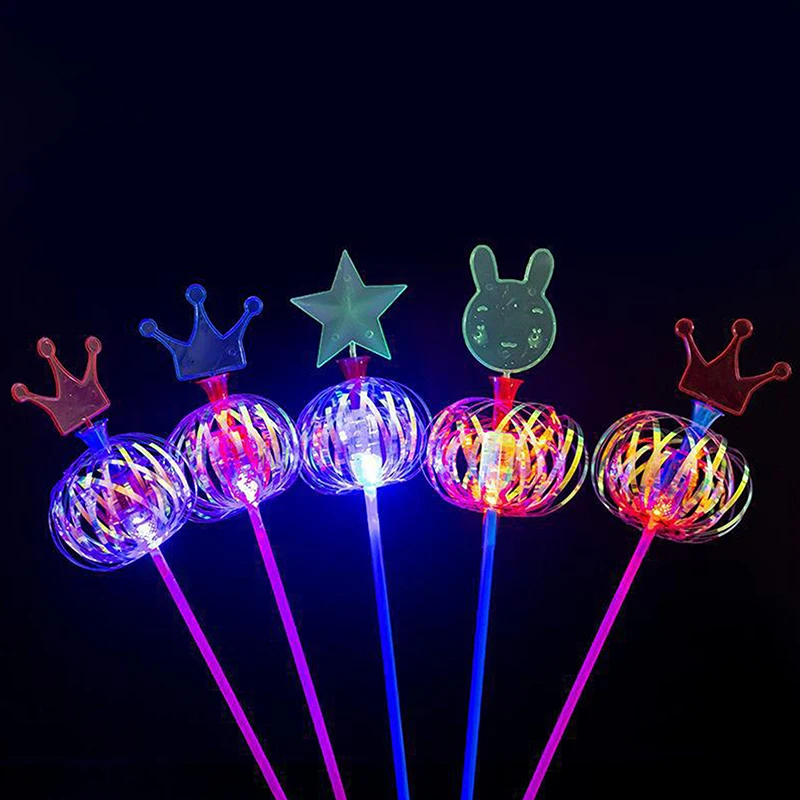 1PC Halloween Rainbow Magic Stick Wand LED Bubble Colorful Luminous Toy Flashing Wand Stick Toy Kids Toys New Year Party Favors