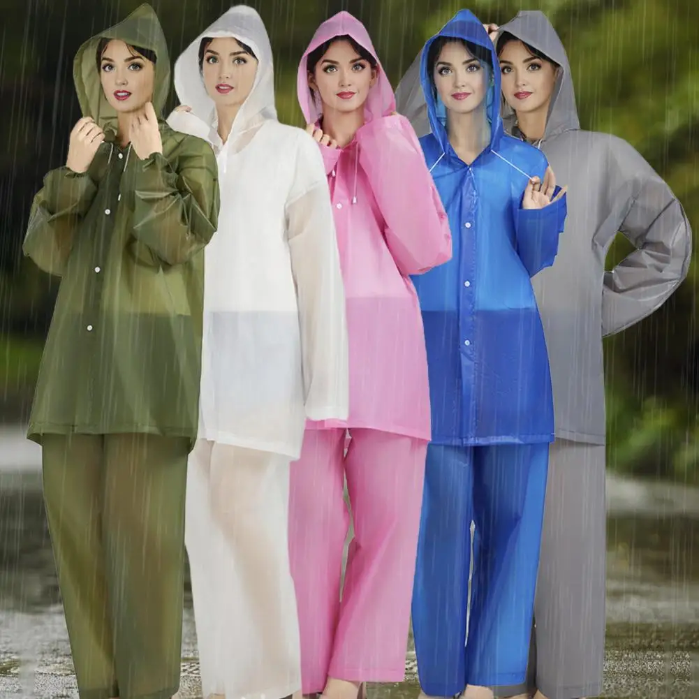 Waterproof Raincoat Set Durable Raincoat Set Adults Waterproof Rain Suit Set Breathable Eva Hooded Jacket Trousers Thick for Men