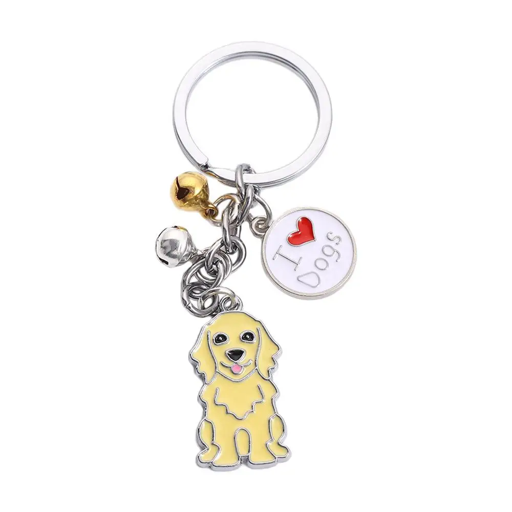 White Lover Gift Enamel Maltese Husky Animal Bell Dog Keychain Pet Keyring Pet Keychain Dog Pendant