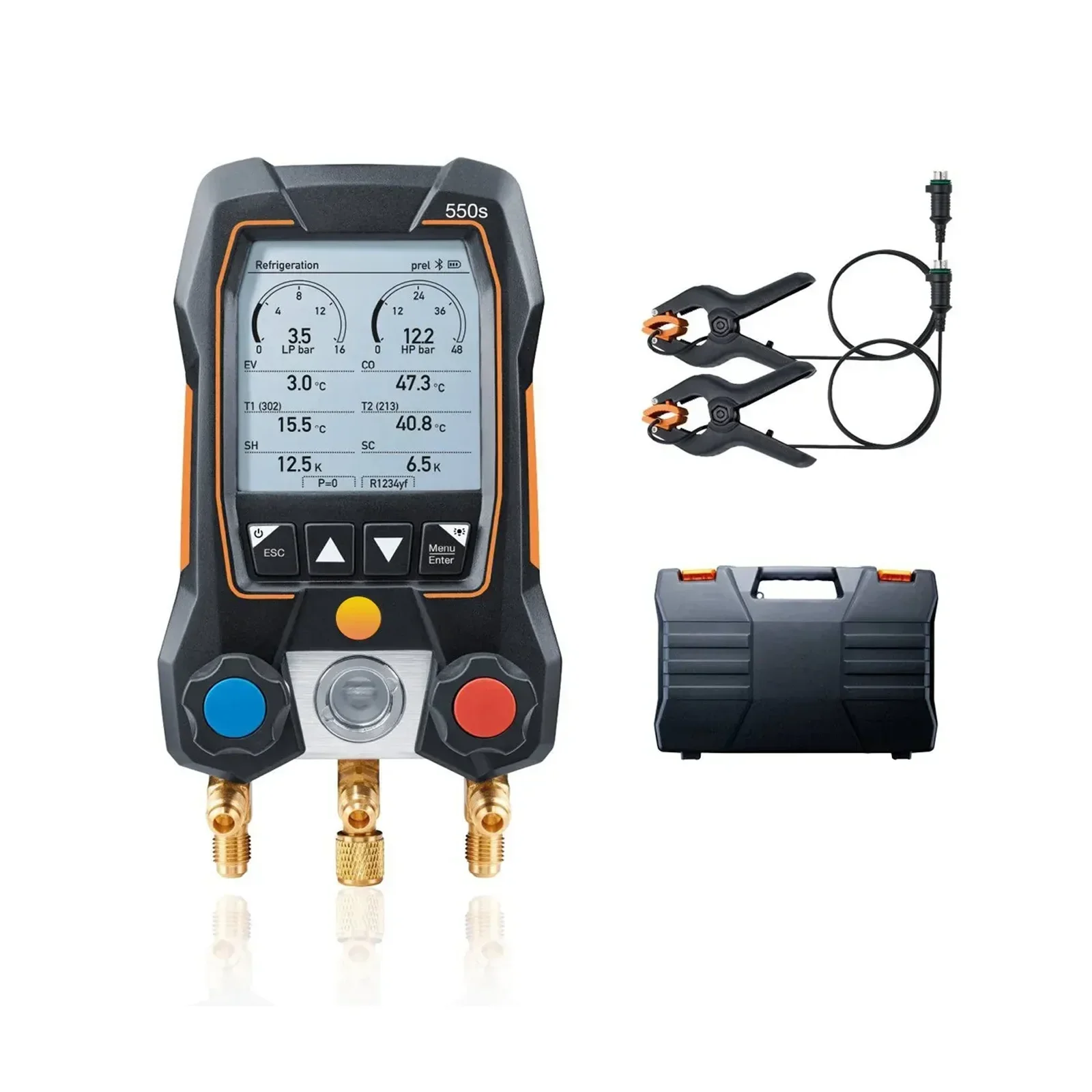 Testo 550s/557s/549 Gauge Refrigeration Digital Manifold Electic Pressure Gauge 05631550 Digital Refrigerant Meter Set HVAC Tool