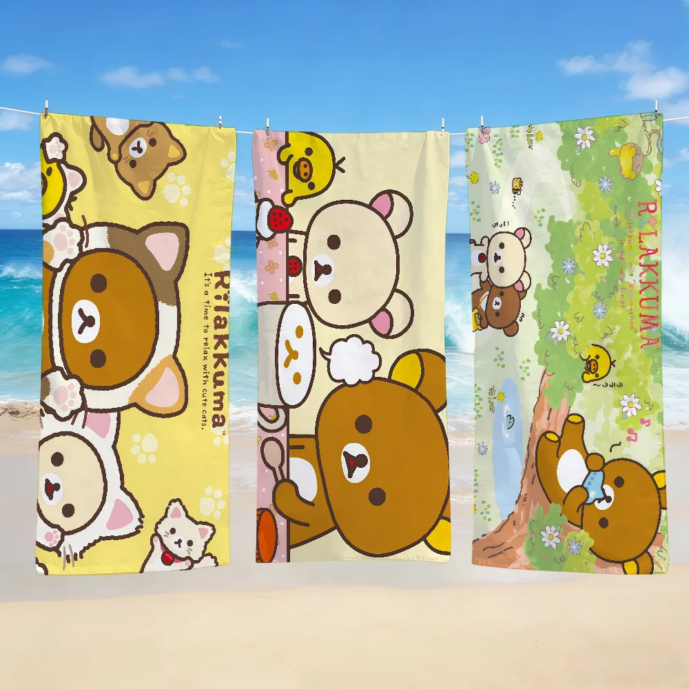 R-rilakkumas-es Towel Textile Bathrobe Beach Quick-Drying Lightweight Cute Portable Camping Swim Pool Cartoon Travel