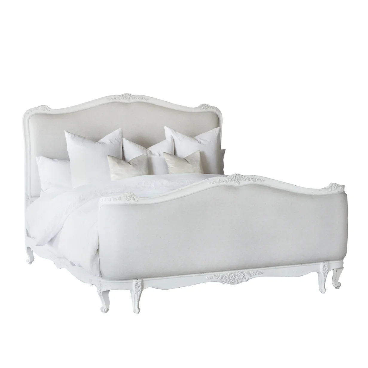 

sg-French Louis XV of France Style Luxury Villa Bedroom Solid Wood Hand Carved Retro Big Bed Soft Wedding Bed%