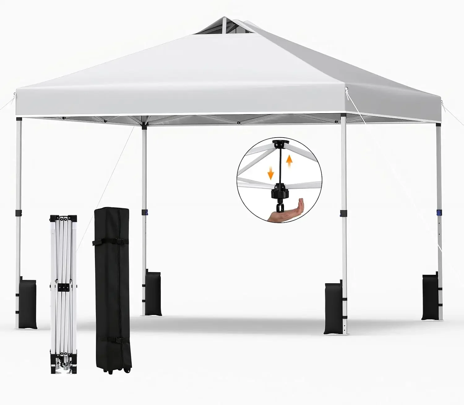 10 x 10 FT Pop up Canopy Tent, 1 Person Easy Setup Gazebo Shelter w/ 1 Button Push, Roller Bag, Silver-coated Top, Heavy-duty Fr