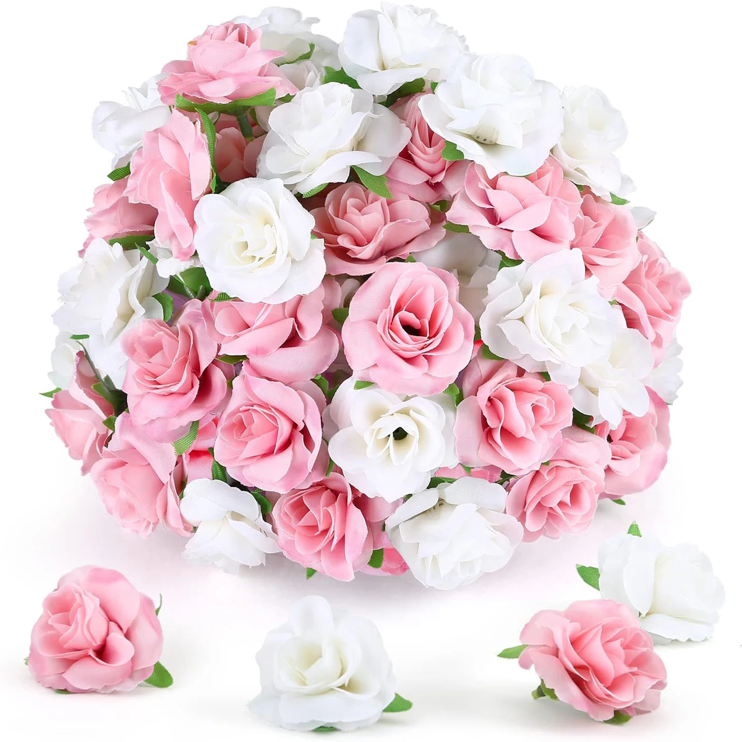 50/100 Stück Seiden-Kunstblumen Cremefarbene Rosen Valentinstag Hochzeit Kranz Heim Zimmer Garten Dekoration Brautstrauß Scrapbook DIY Geschenke – Detail 2