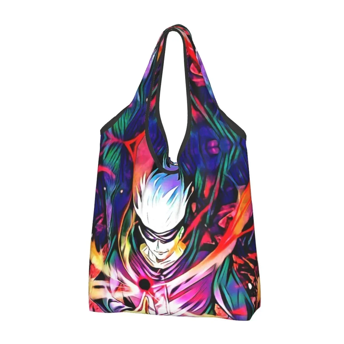 Kawaii Printed Jujutsu Kaisen Fashion Manga Tote Shopping Bags Portable Shopper Shoulder Satoru Gojo Rainbow Handbag