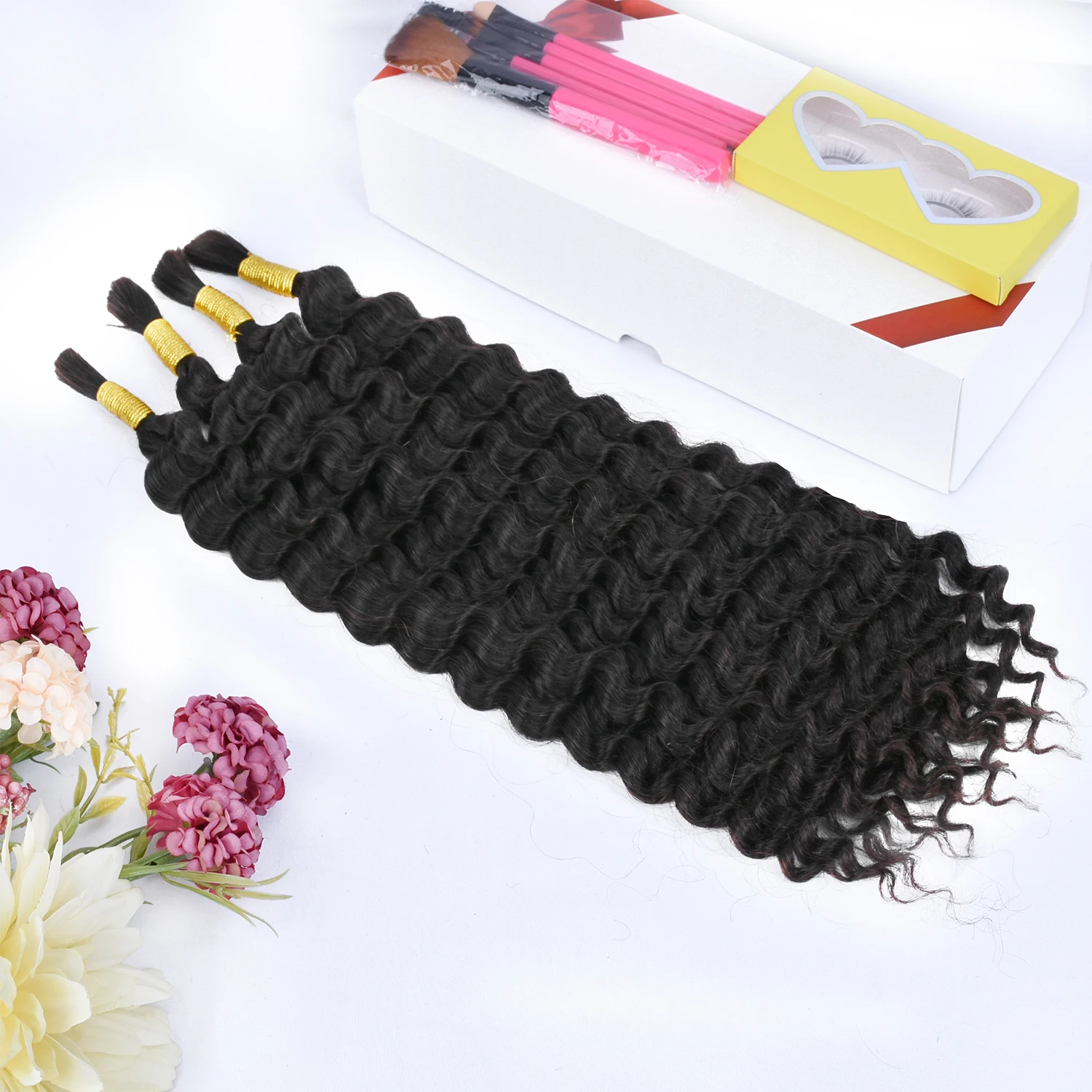 200g Hair Bulk Deep Wave For Women Wet and Wavy 8 Pcs Weaving Curly Human Hair Bulk For Braiding No Weft Braids Hair Extensions