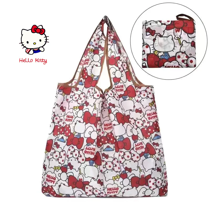 Sanrio Hello Kitty Shopping Bag Cute Cartoon Melody Kuromi Reusable Portable Handbag Mini Foldable Environmental Convenience Bag