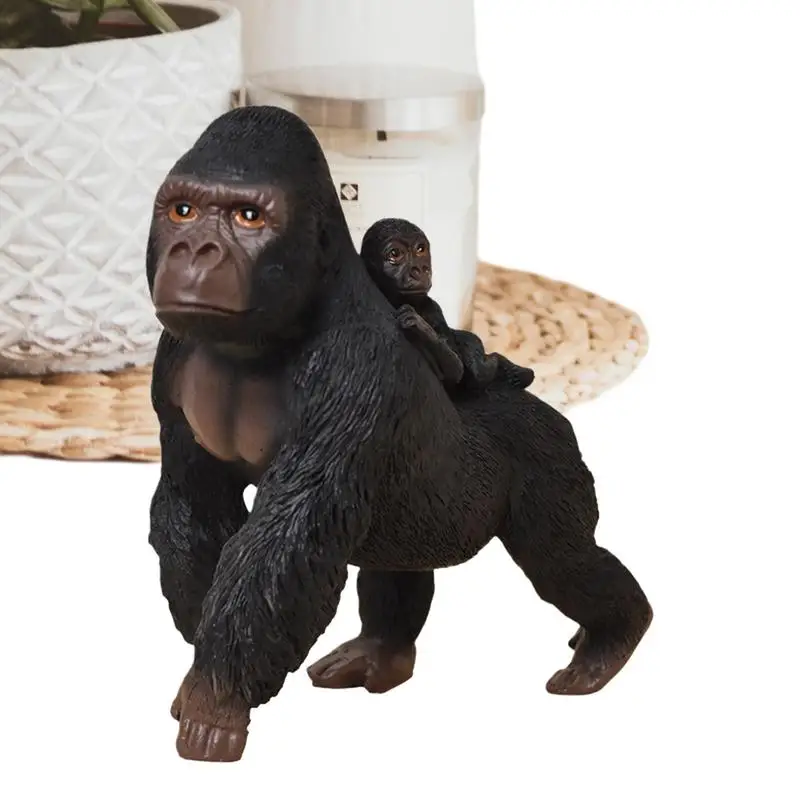 Gorilla Resin Figurine Resin Gorilla Desktop Ornaments 6.5Inch Figurine Statues Realistic Educational Toy Wildlife Animal