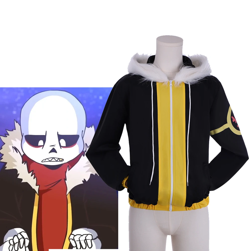 Game Undertale Fell Sans Cosplay Costume Black Jacket Coat Halloween Carnival  Role Play  Outfits For Men