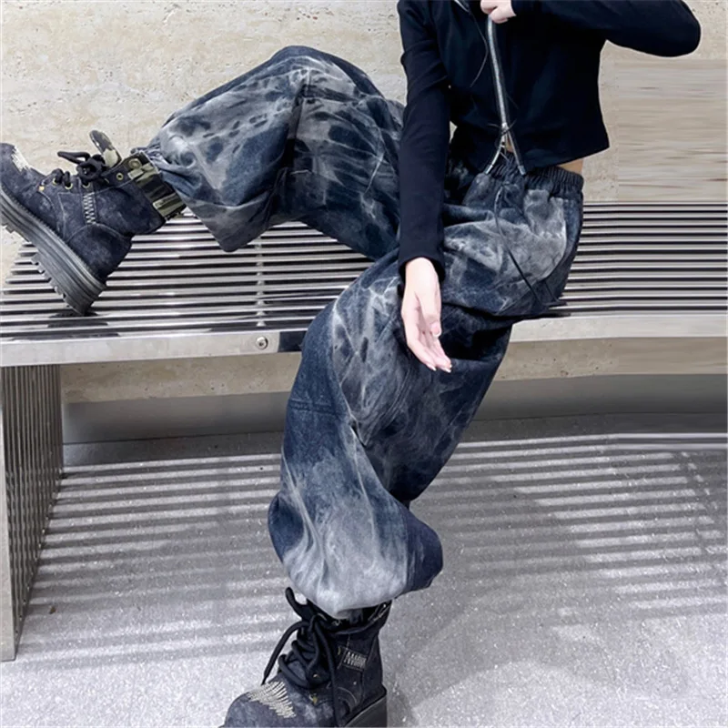 2024 New Design Kids Street Style Jeans For Girl Loose Fit Fashion Hip Hop Trousers Straight Leg Pants Child High-Street-Jeans image 5